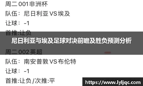 尼日利亚与埃及足球对决前瞻及胜负预测分析